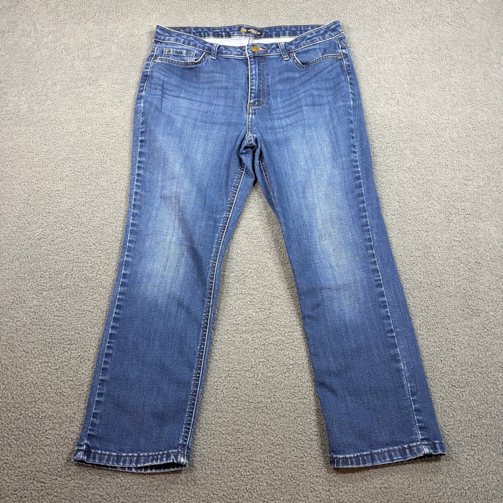 Lee Jeans Womens 12 Blue Regular Fit Straight Leg Mid Rise Denim Pants 8572